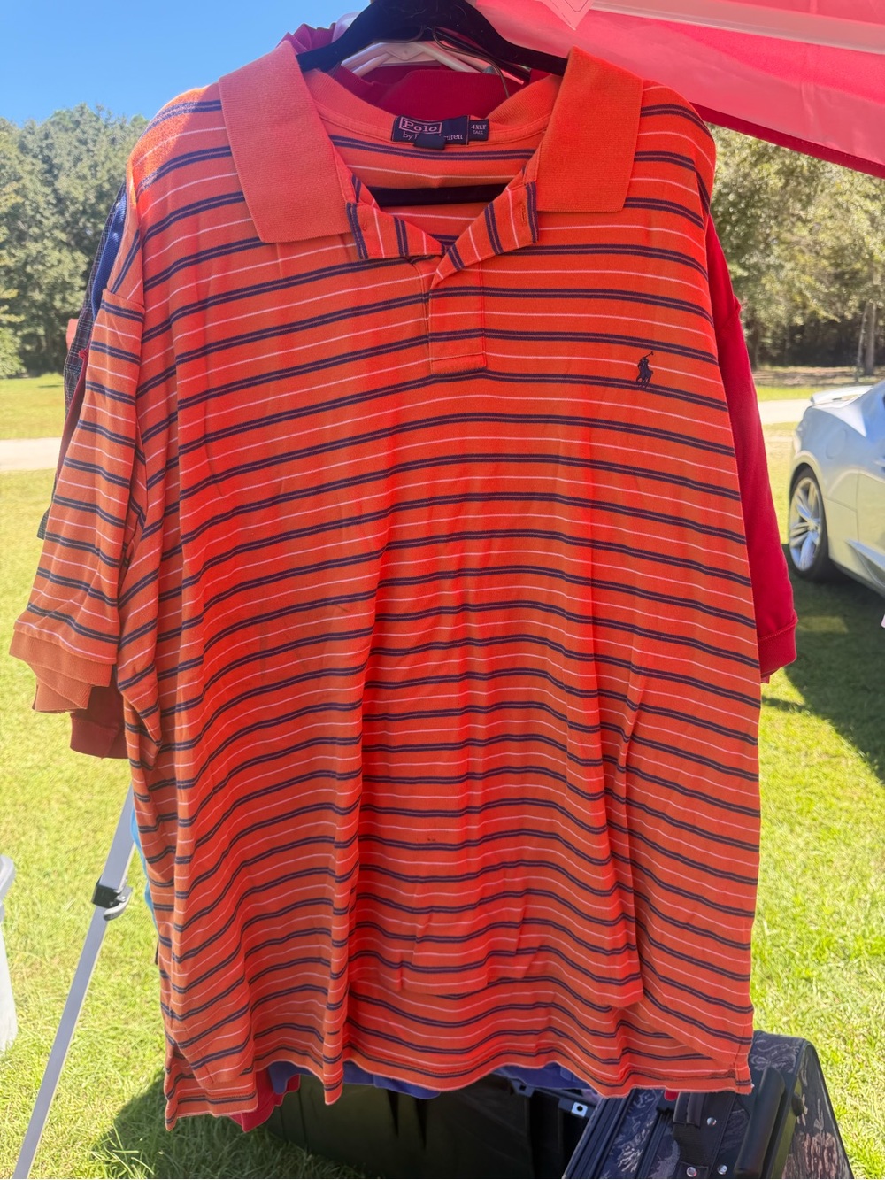 Ralph Lauren Orange Polo with Navy & White Stripes